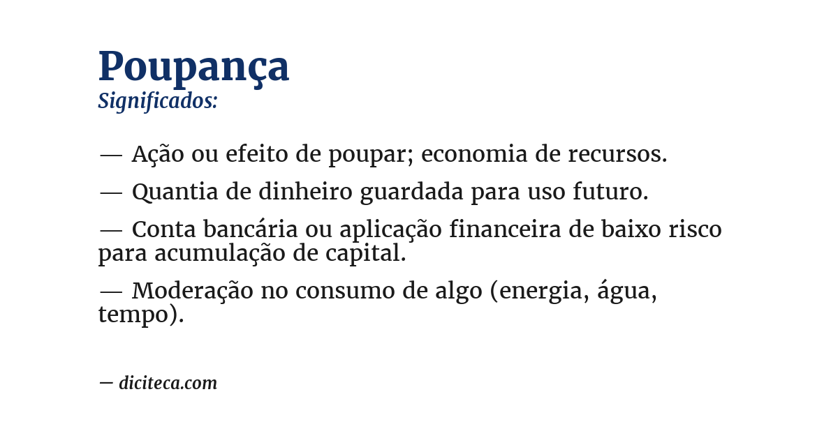 Significado de poupança