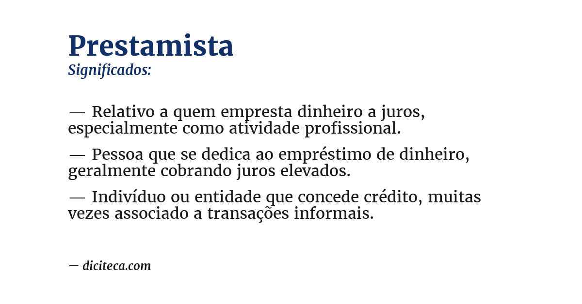 Significado de prestamista
