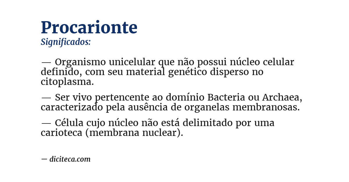 Significado de procarionte