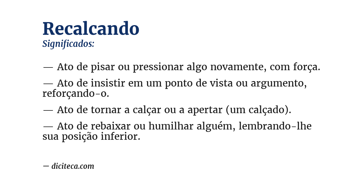 Significado de recalcando