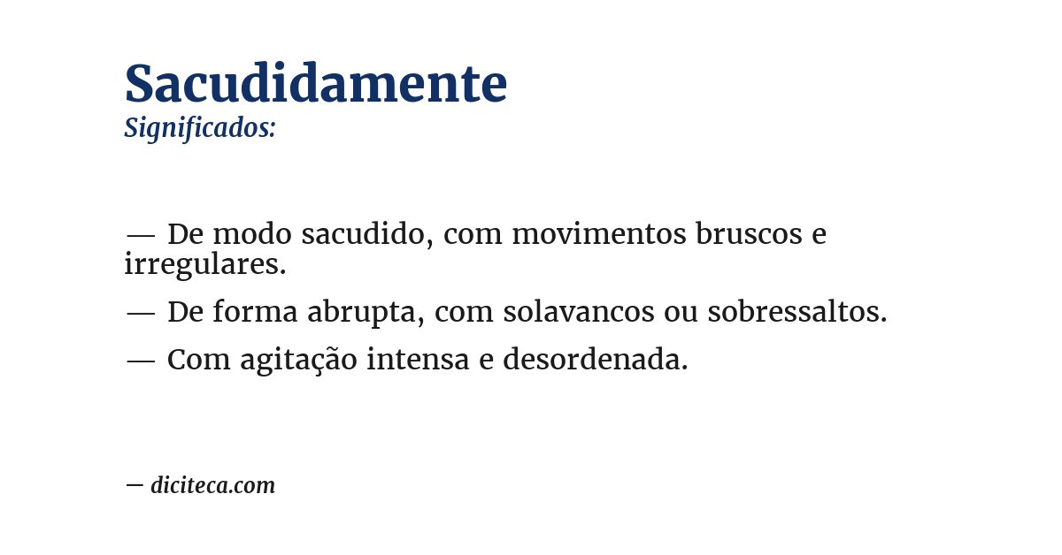 Significado de sacudidamente