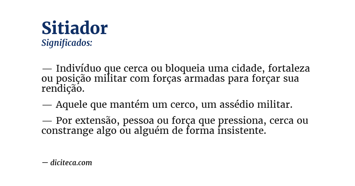 Significado de sitiador