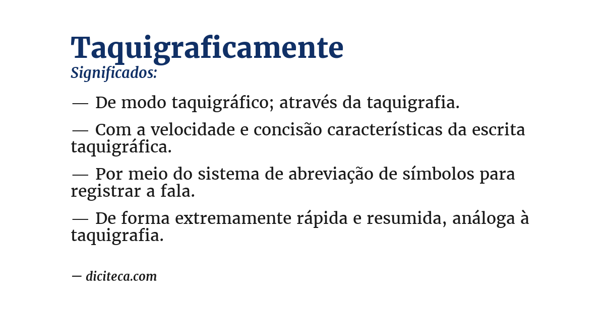 Significado de taquigraficamente