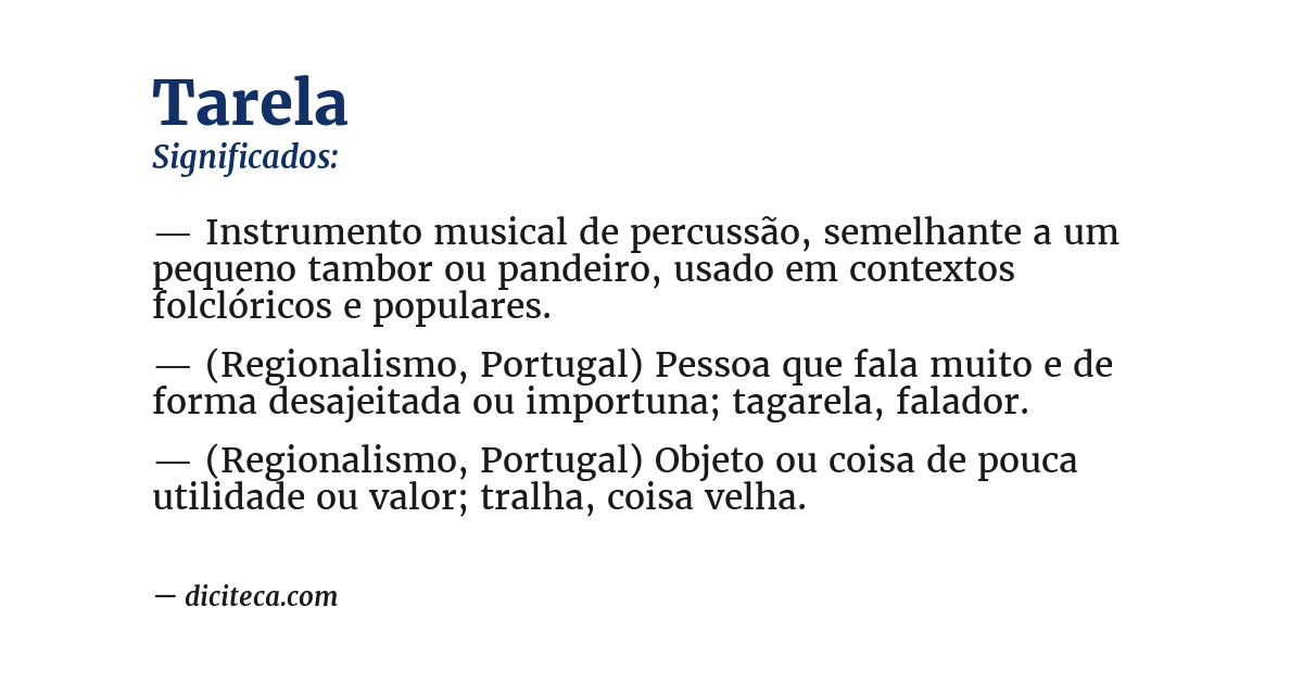 Significado de tarela
