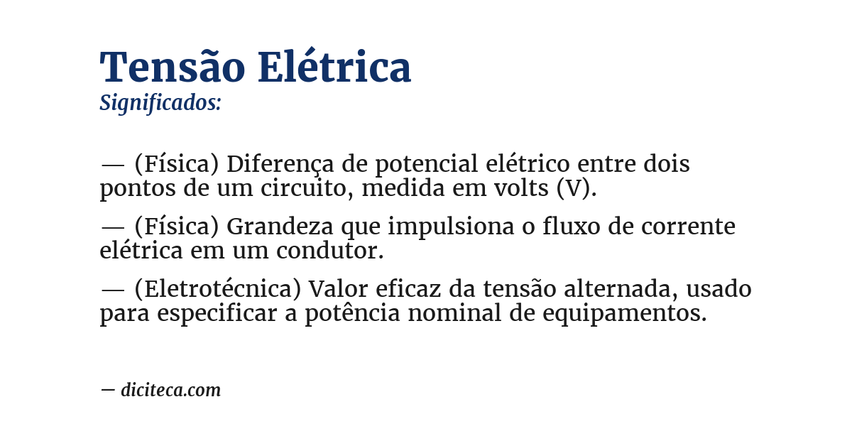 Significado de tensão elétrica