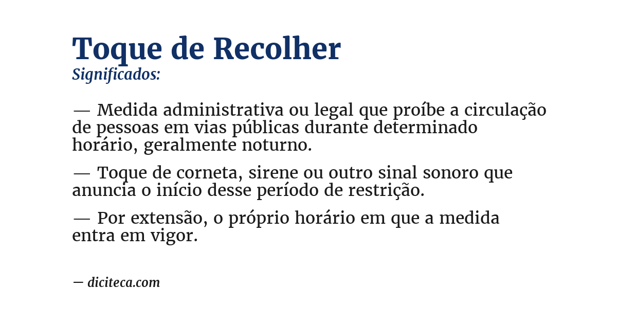 Significado de toque de recolher