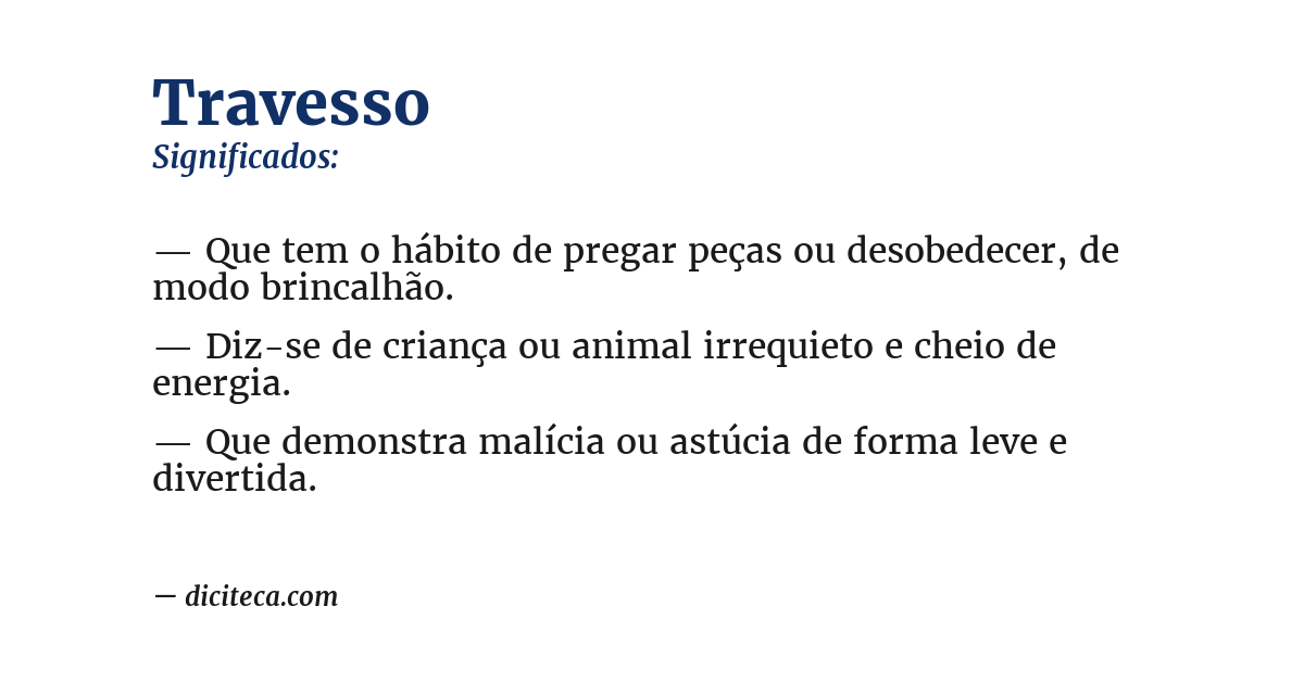 Significado de travesso