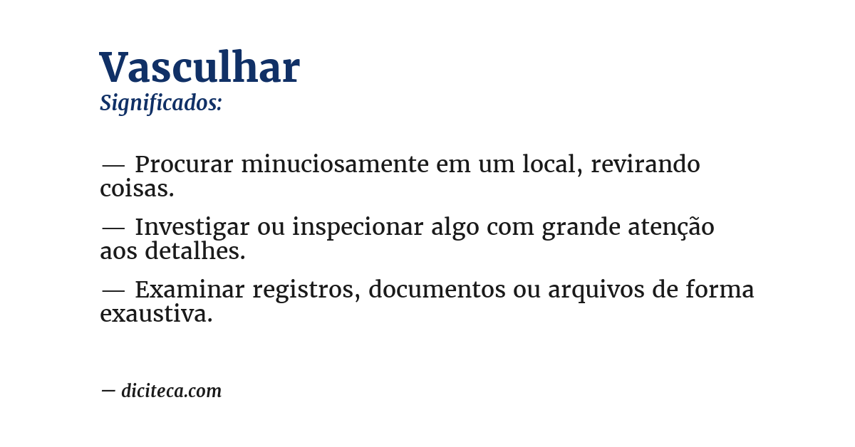 Significado de vasculhar