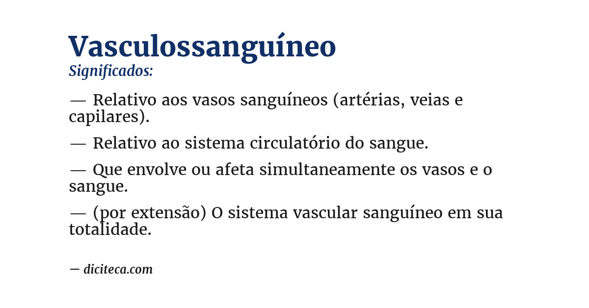 Significado de vasculossanguíneo
