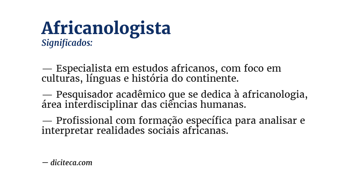 Significado de africanologista