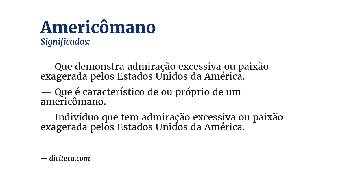Significado de americômano