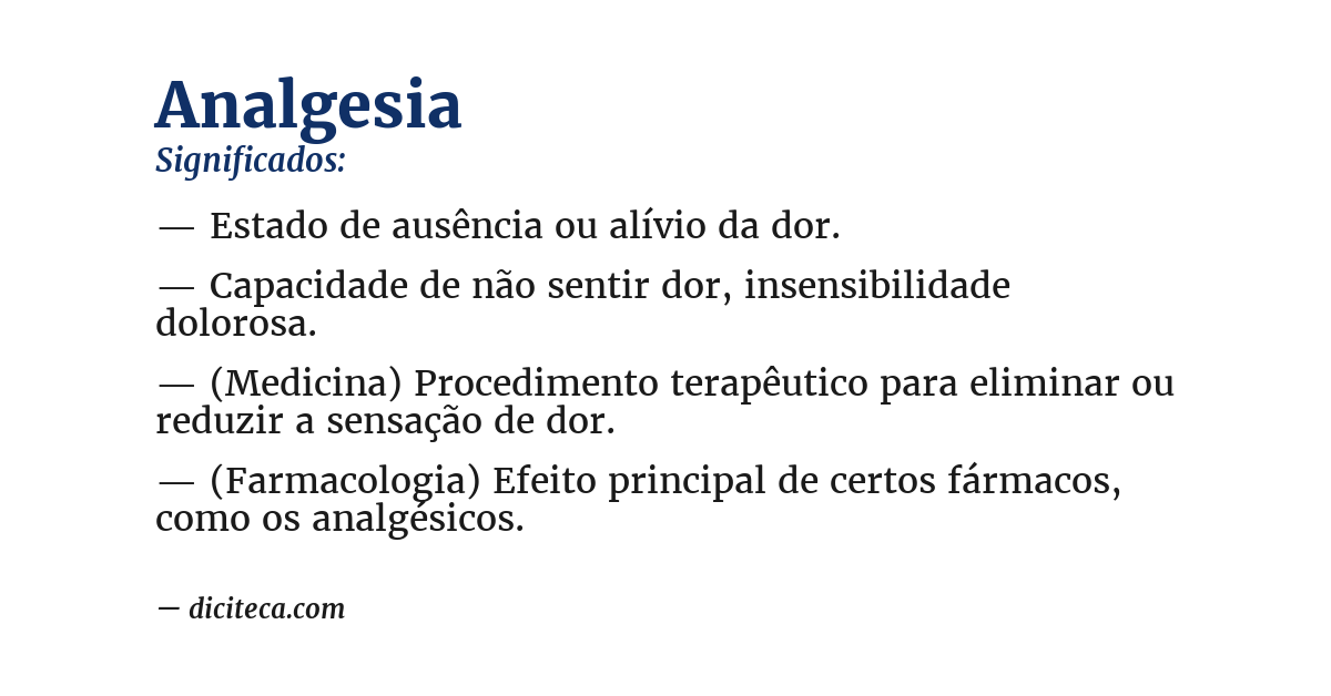 Significado de analgesia