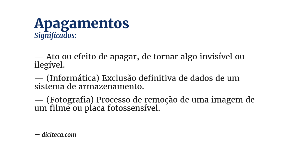 Significado de apagamentos