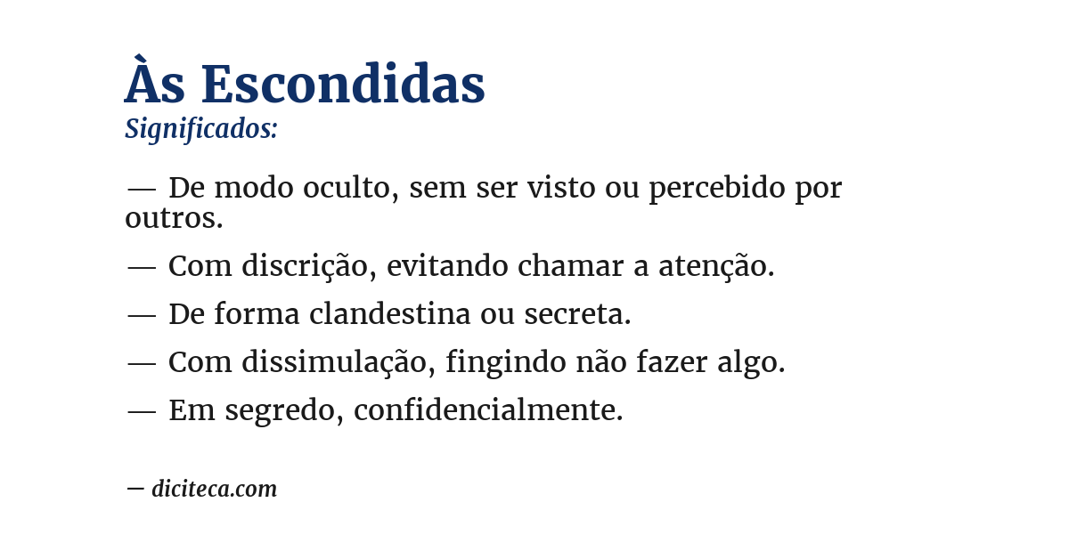 Significado de às escondidas
