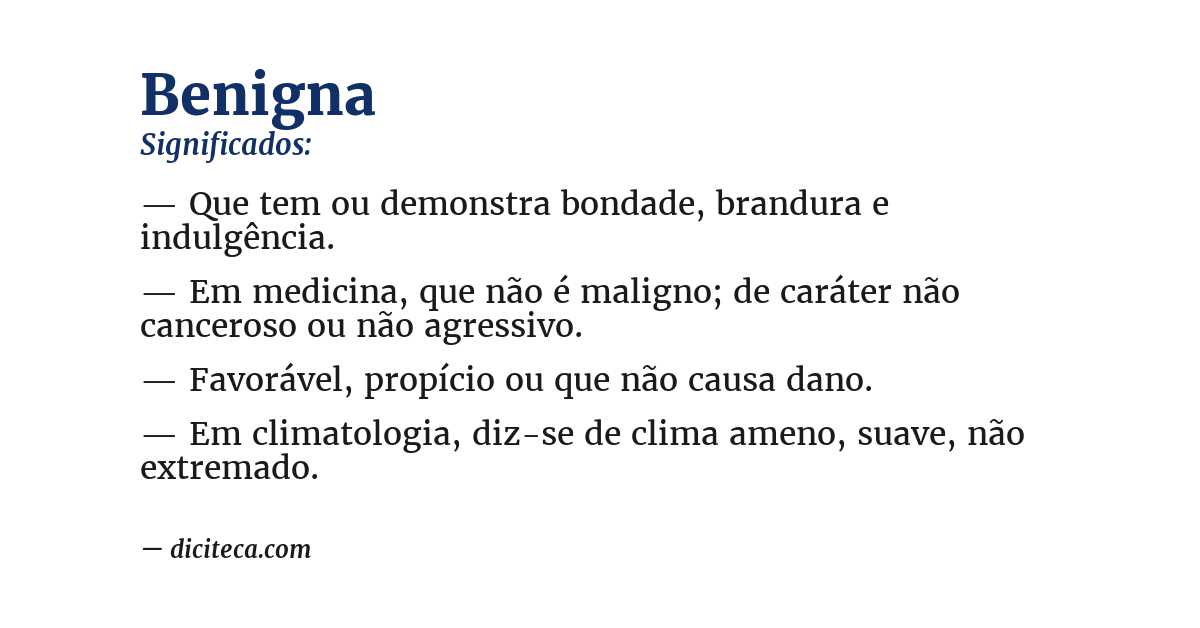 Significado de benigna