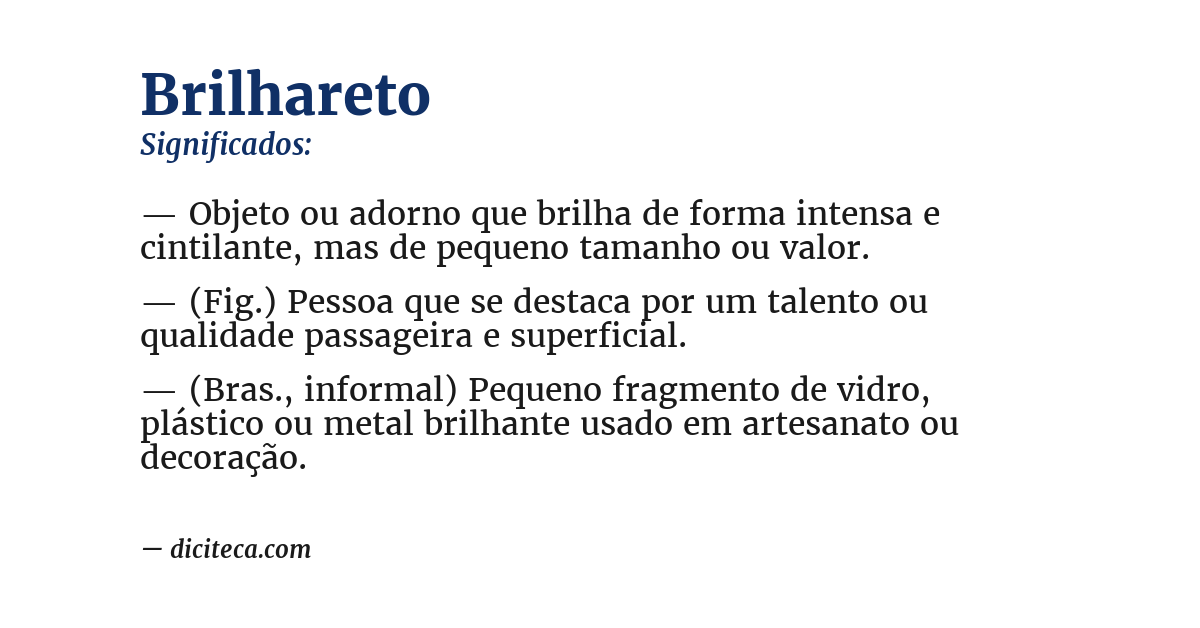 Significado de brilhareto