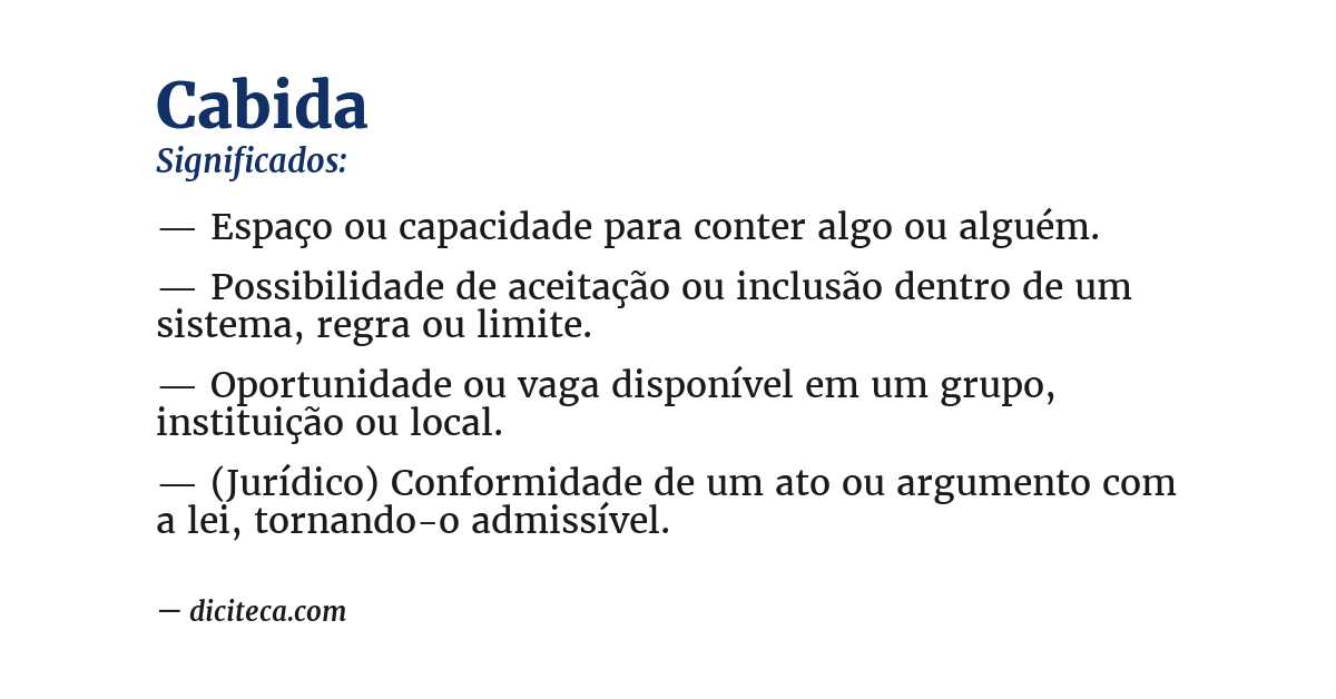Significado de cabida