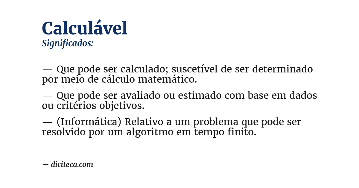 Significado de calculável
