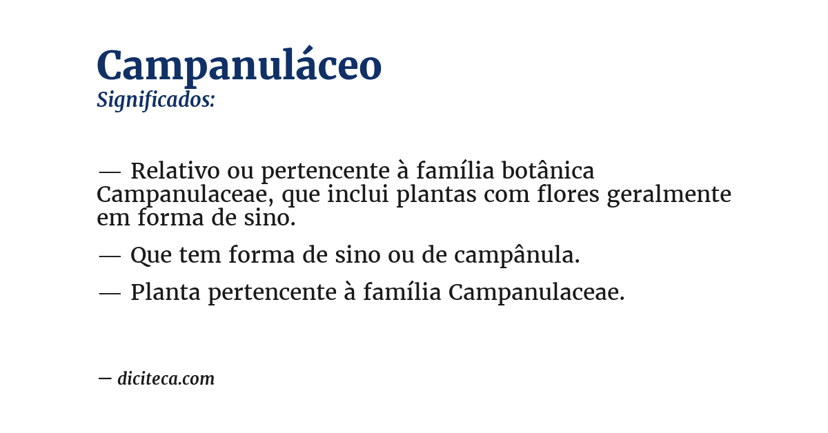 Significado de campanuláceo