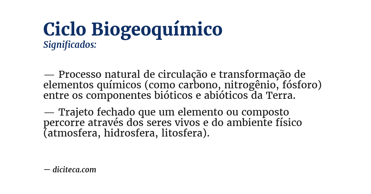 Significado de ciclo biogeoquímico
