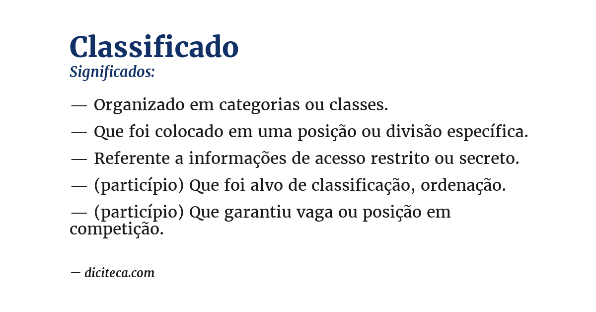 Significado de classificado