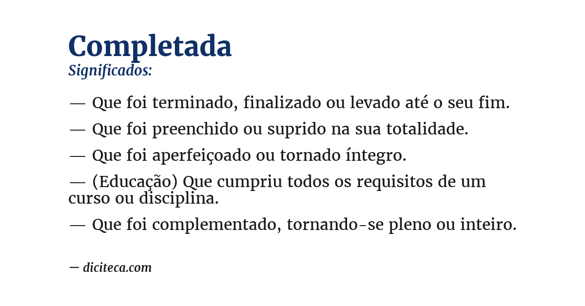 Significado de completada