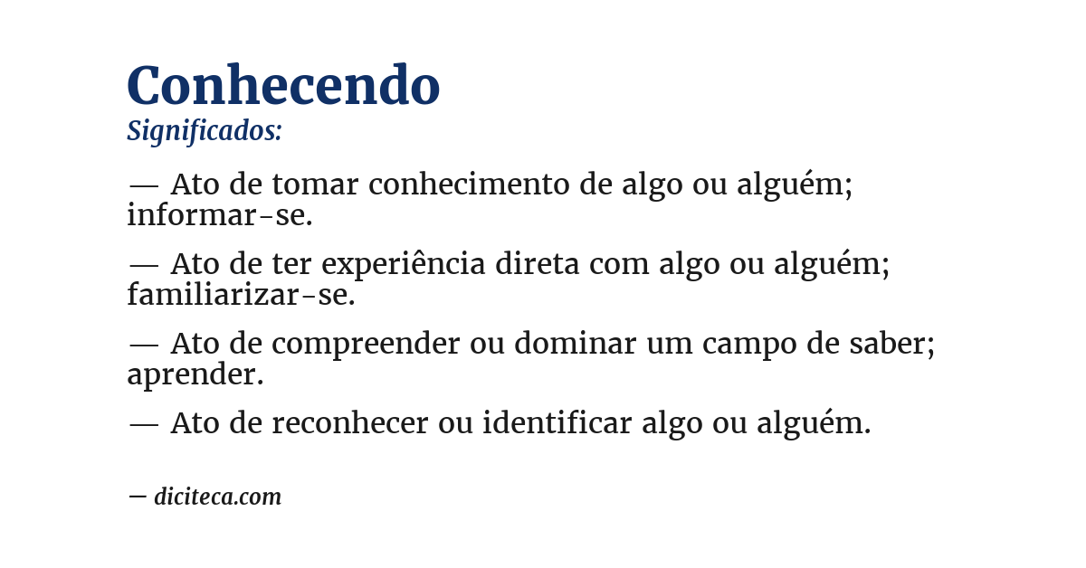 Significado de conhecendo