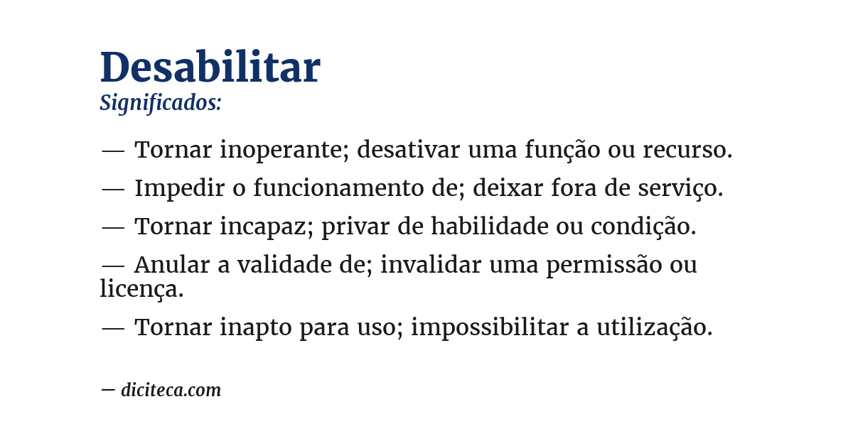 Significado de desabilitar