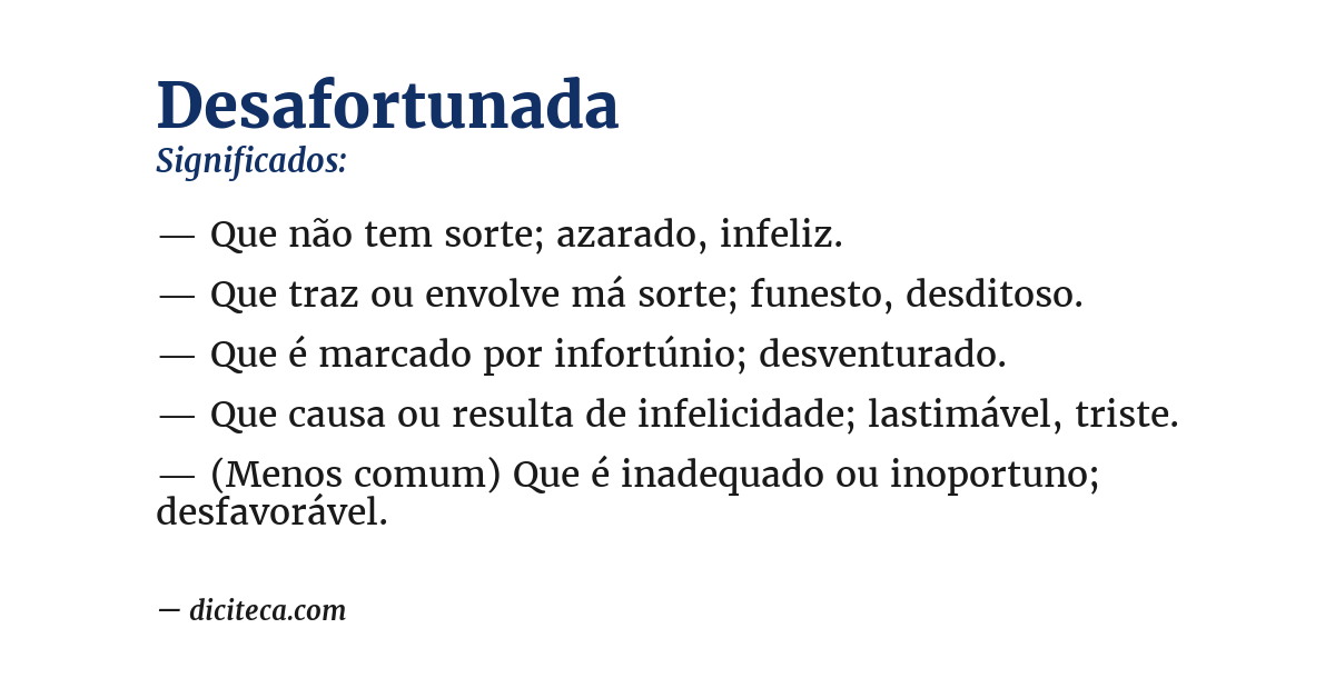 Significado de desafortunada