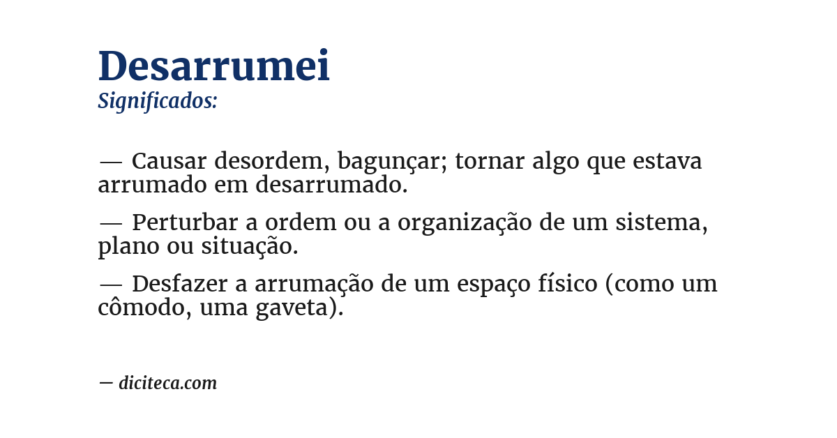 Significado de desarrumei