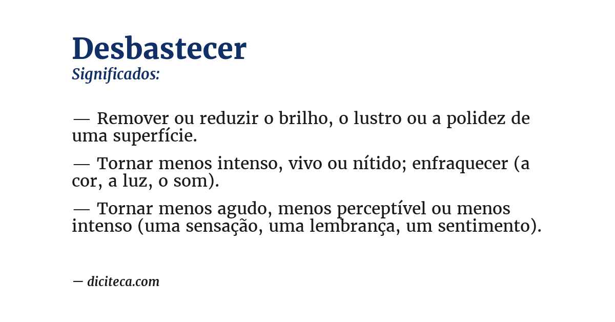 Significado de desbastecer
