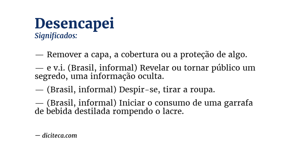 Significado de desencapei