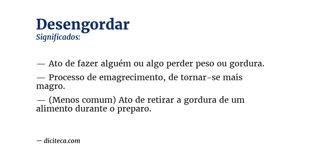 Significado de desengordar