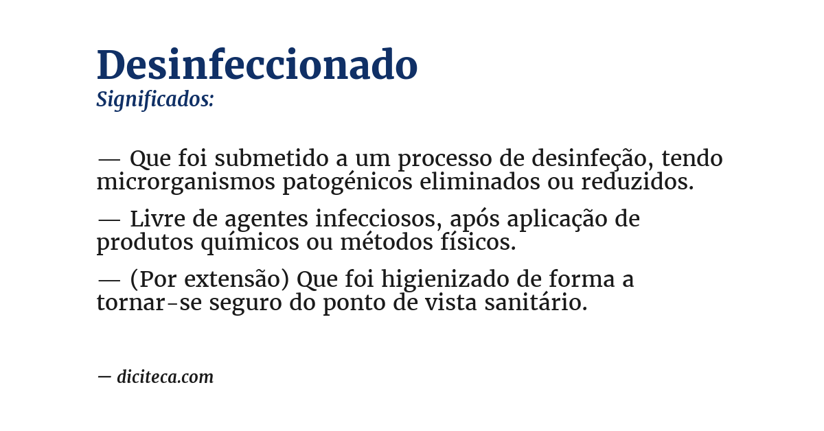 Significado de desinfeccionado