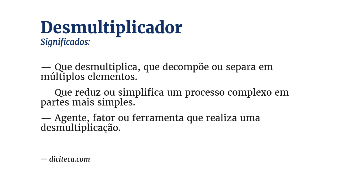 Significado de desmultiplicador