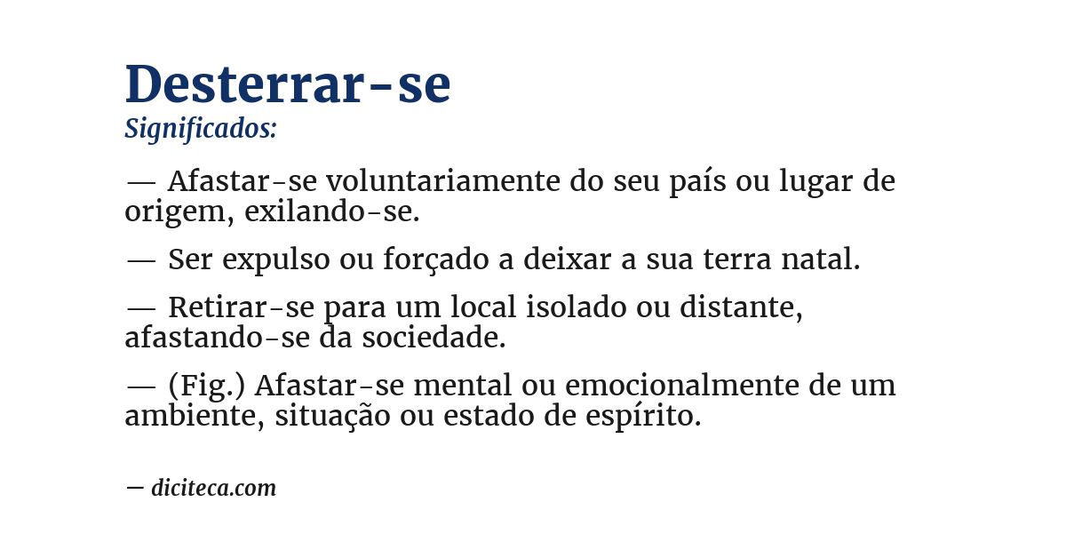 Significado de desterrar-se