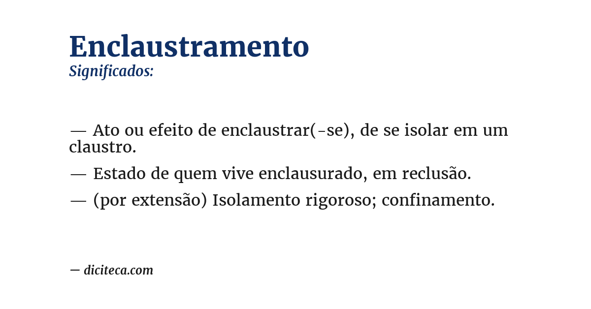 Significado de enclaustramento