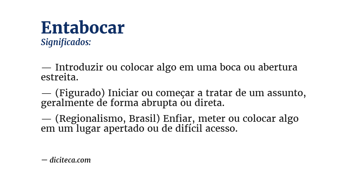 Significado de entabocar