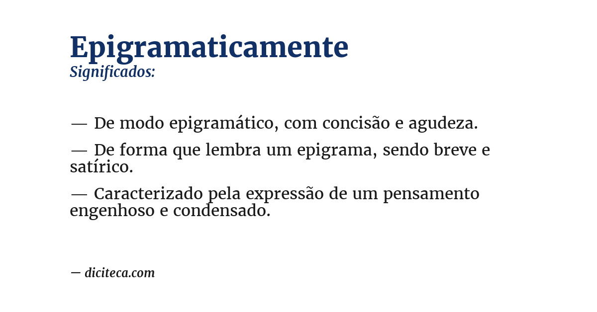 Significado de epigramaticamente