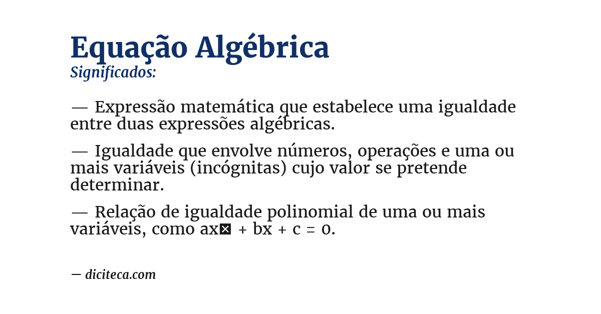 Significado de equação algébrica