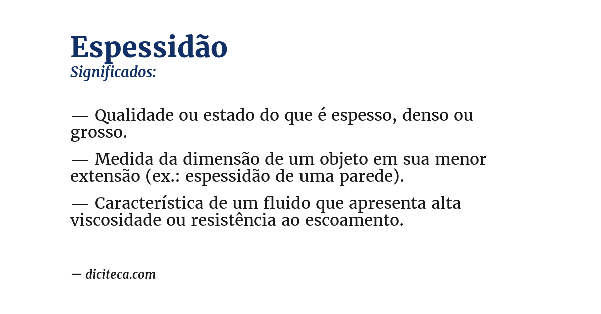 Significado de espessidão