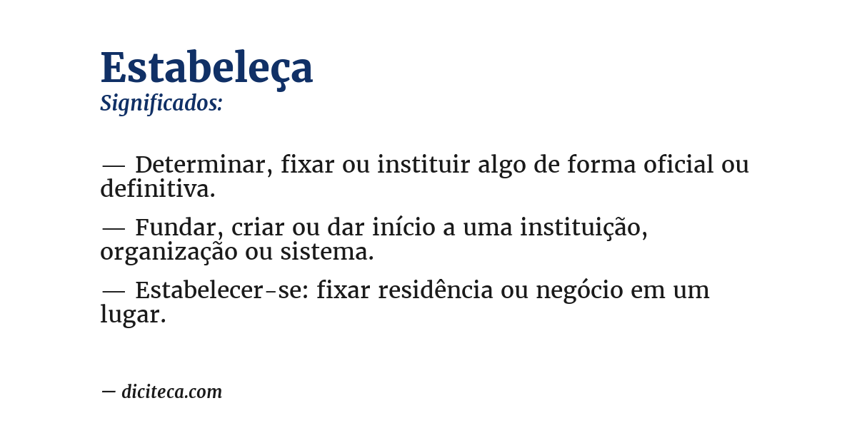 Significado de estabeleça