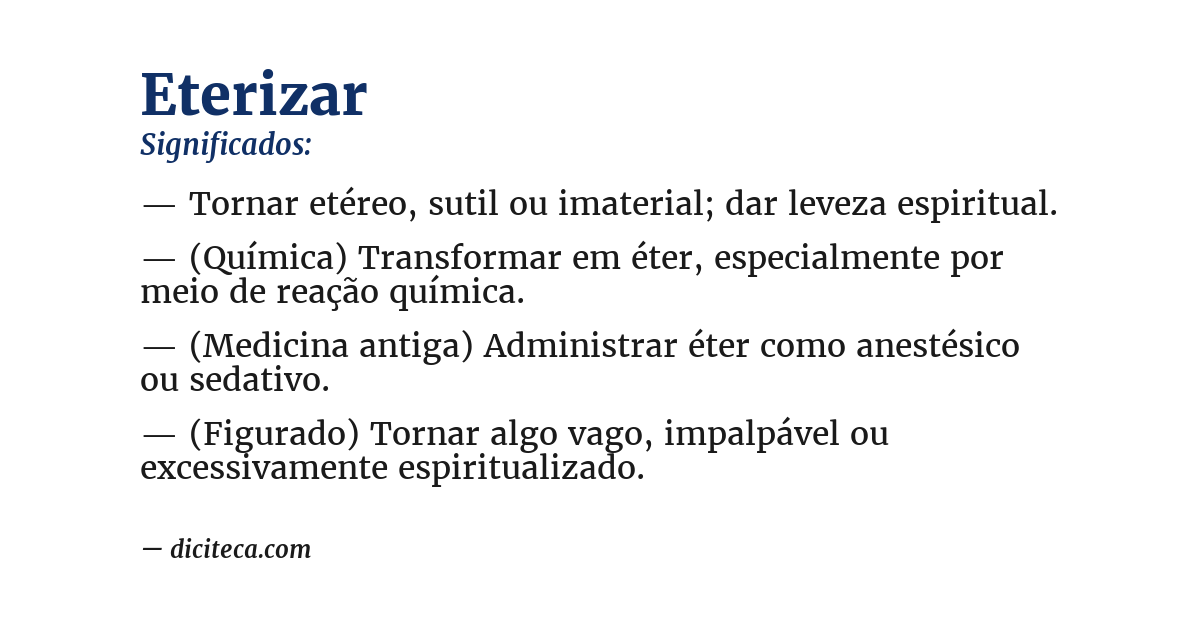 Significado de eterizar