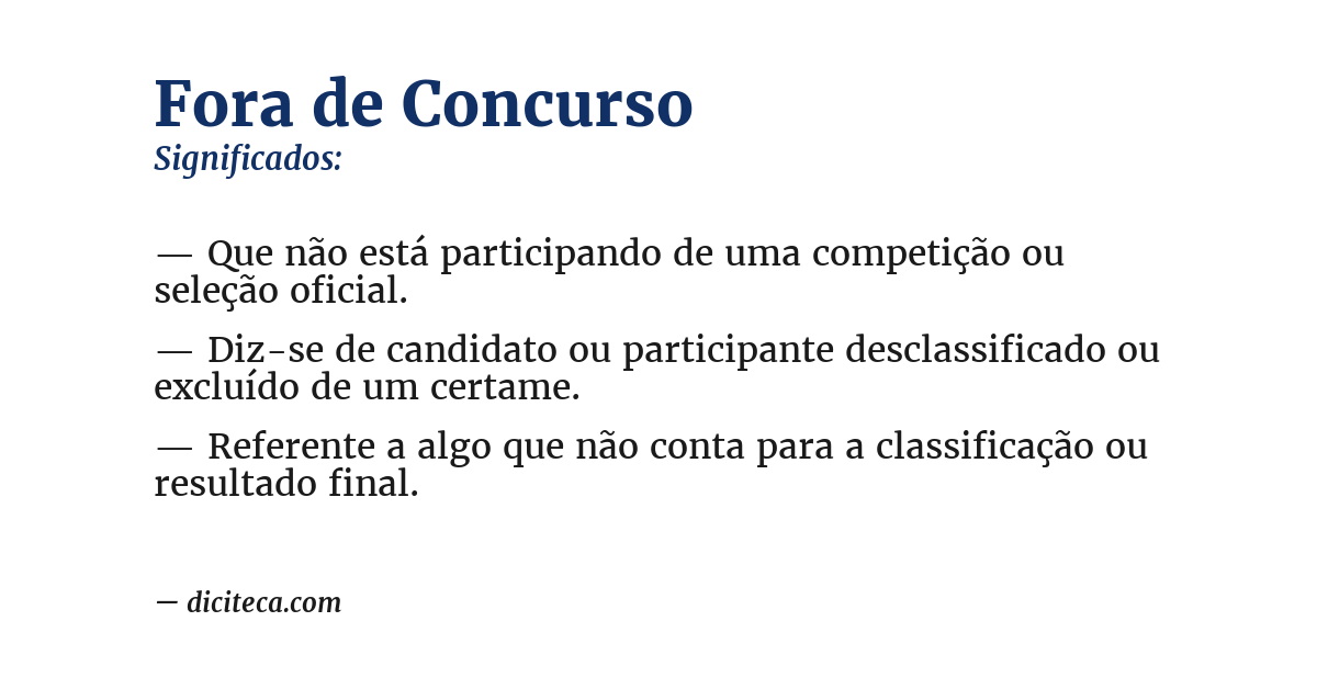 Significado de fora de concurso