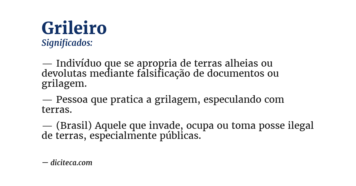 Significado de grileiro