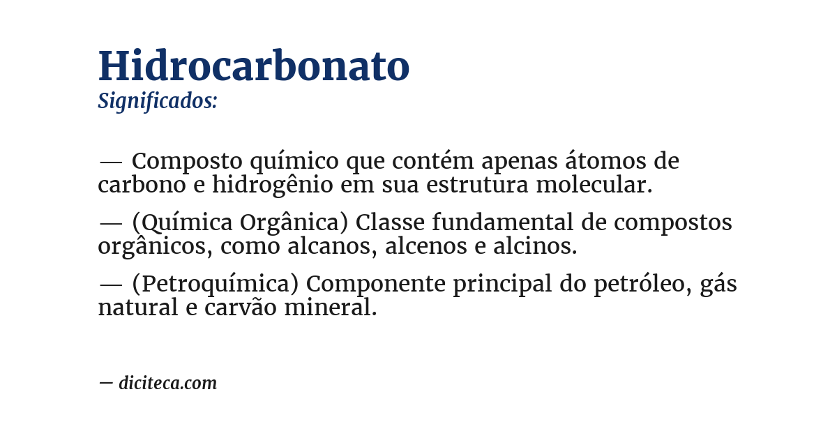 Significado de hidrocarbonato