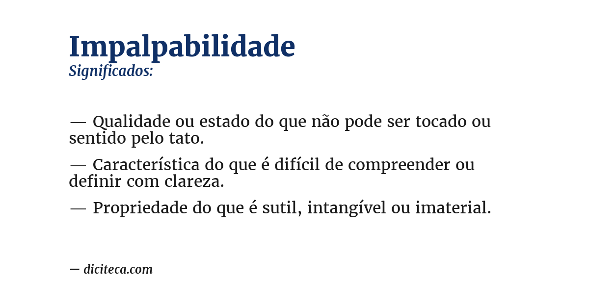 Significado de impalpabilidade