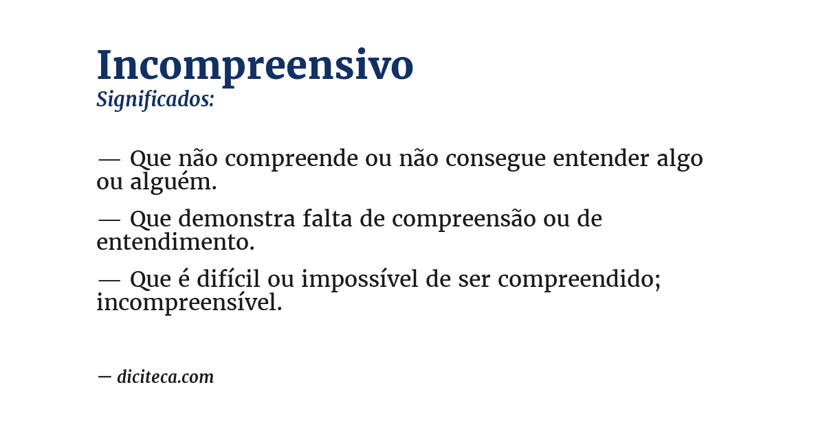Significado de incompreensivo