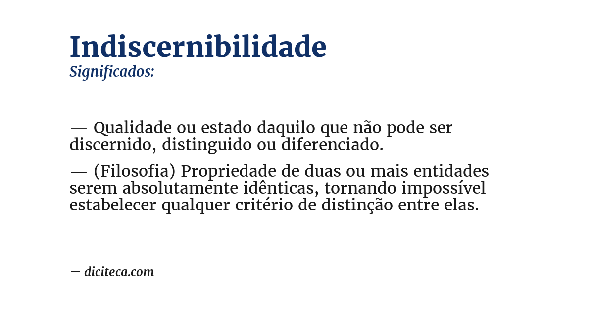 Significado de indiscernibilidade