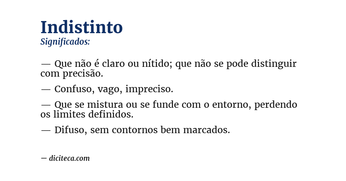 Significado de indistinto